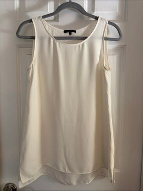Lafayette 148 Sleeveless Cream Shell Top tunic small 100% silk
